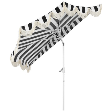 Beverly 9 ft. Designer Classic Scalloped Fringe Half Market Patio Umbrella